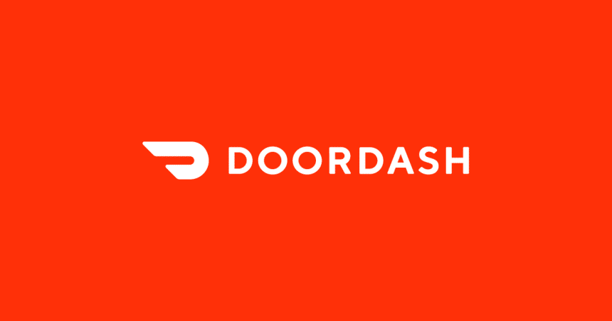DoorDash logo on a red background.