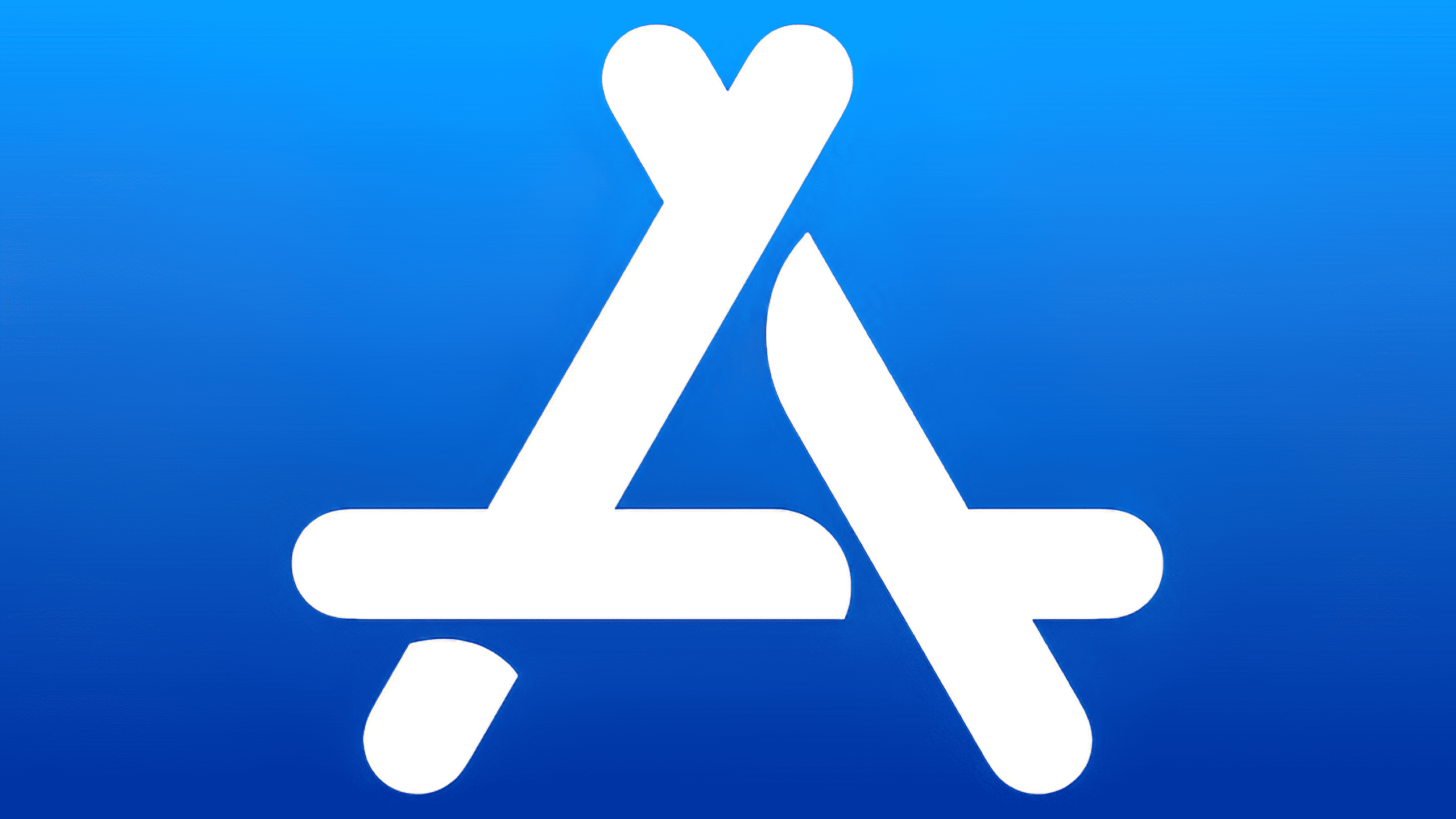 Apple App Store logo on a blue gradient background.