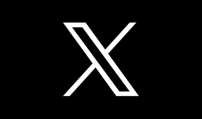 White 'X' logo on a black background, representing the X social media platform.