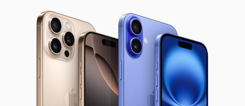 Four iPhone models in different colours showing front and back designs.