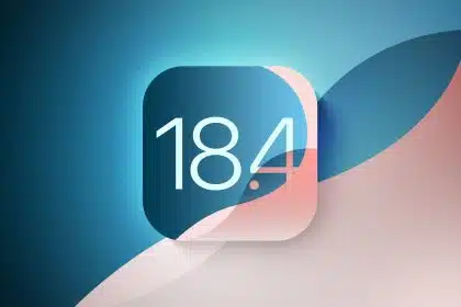 iOS 18.4.1 update logo on a colourful background.