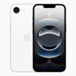 Front and back view of a white iPhone.