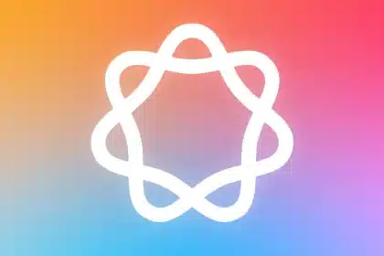 Apple Intelligence logo on a colourful gradient background.