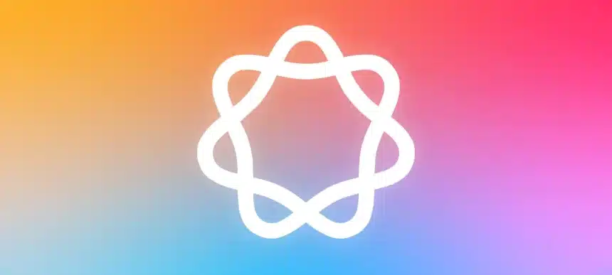 Apple Intelligence logo on a colourful gradient background.