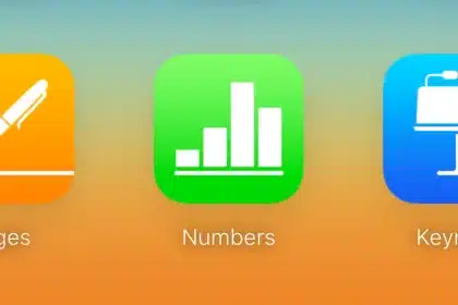 Icons for Apple Pages, Numbers, and Keynote apps.