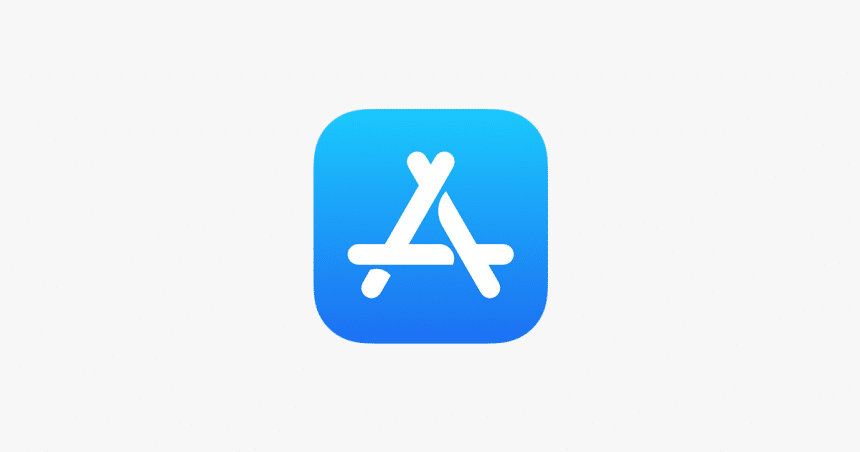 App Store logo on a blue gradient background