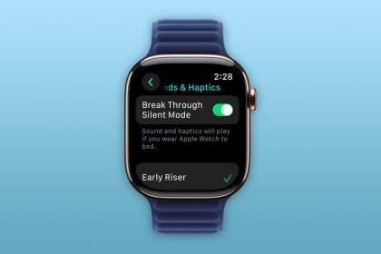 Apple Watch showing the “Break Through Silent Mode” alarm setting.