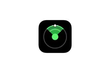 Apple’s Project Eagle icon with green radar on a black background.