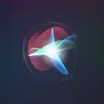 Colorful glowing Siri icon on a dark background.