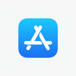 Apple App Store icon with a white "A" on a blue gradient background.