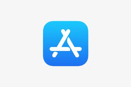 Apple App Store icon with a white "A" on a blue gradient background.