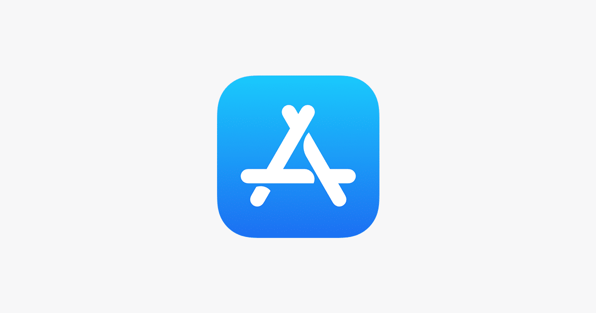 Apple App Store icon with a white "A" on a blue gradient background.