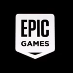 Epic Games logo on a black background.