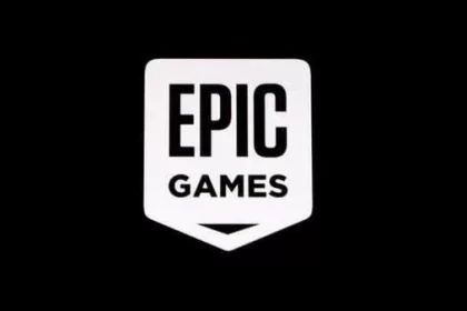 Epic Games logo on a black background.