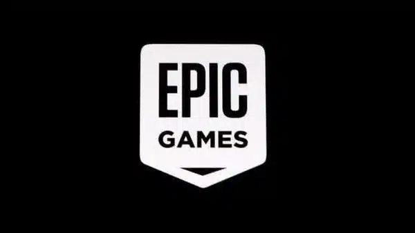 Epic Games logo on a black background.