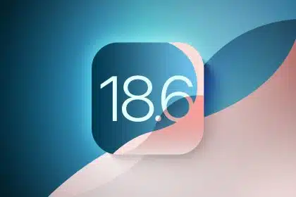iOS 18.6 logo on a colourful background.