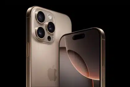 Close-up of the iPhone 16 Pro showing front and rear cameras.