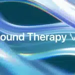 Apple Music Sound Therapy graphic with flowing blue waves