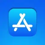 App Store icon on a blue background.