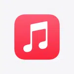 Apple Music app icon showing a white music note on a red gradient square.