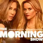 Jennifer Aniston and Reese Witherspoon pose in a poster for “The Morning Show.”