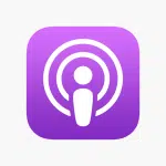 Apple Podcasts app icon with a purple background and white podcast symbol.
