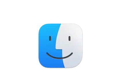 Classic macOS Finder icon with a blue and white smiling face.