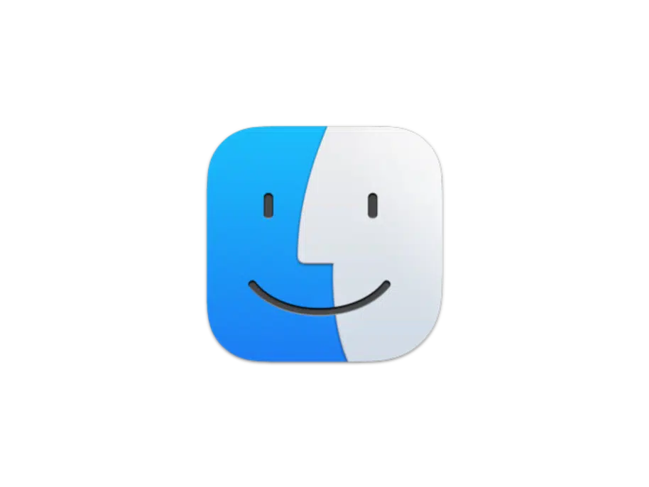 Classic macOS Finder icon with a blue and white smiling face.