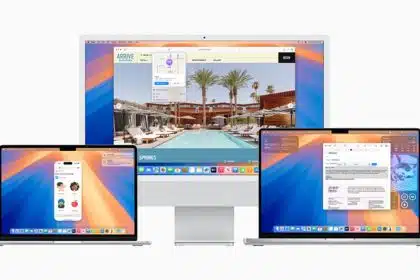 Macs displaying a vibrant macOS interface.
