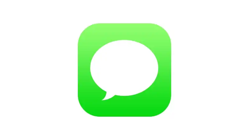 Apple Messages app icon with a white speech bubble on a green background.