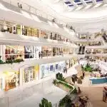 Interior of Mumbai’s Sky City Mall with multiple shop levels and escalators.