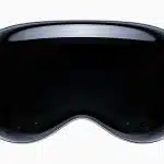 Close-up view of the front of the Apple Vision Pro headset.
