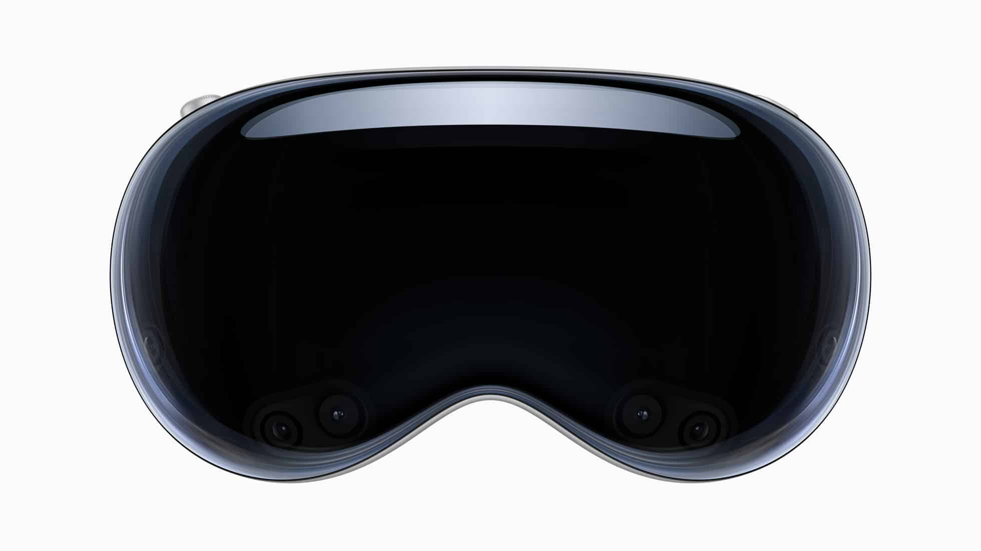 Close-up view of the front of the Apple Vision Pro headset.
