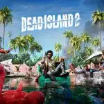 Dead Island 2 game artwork showing a survivor in a pool surrounded by zombies.