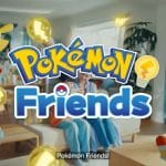 A colourful Pokémon Friends logo with plush Pikachu, Piplup, Sprigatito, and Scorbunny floating in a cozy living room.