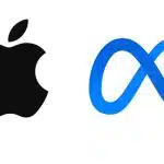 Apple and Meta logos side by side on a white background.