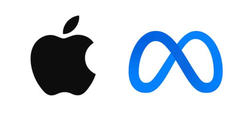 Apple and Meta logos side by side on a white background.