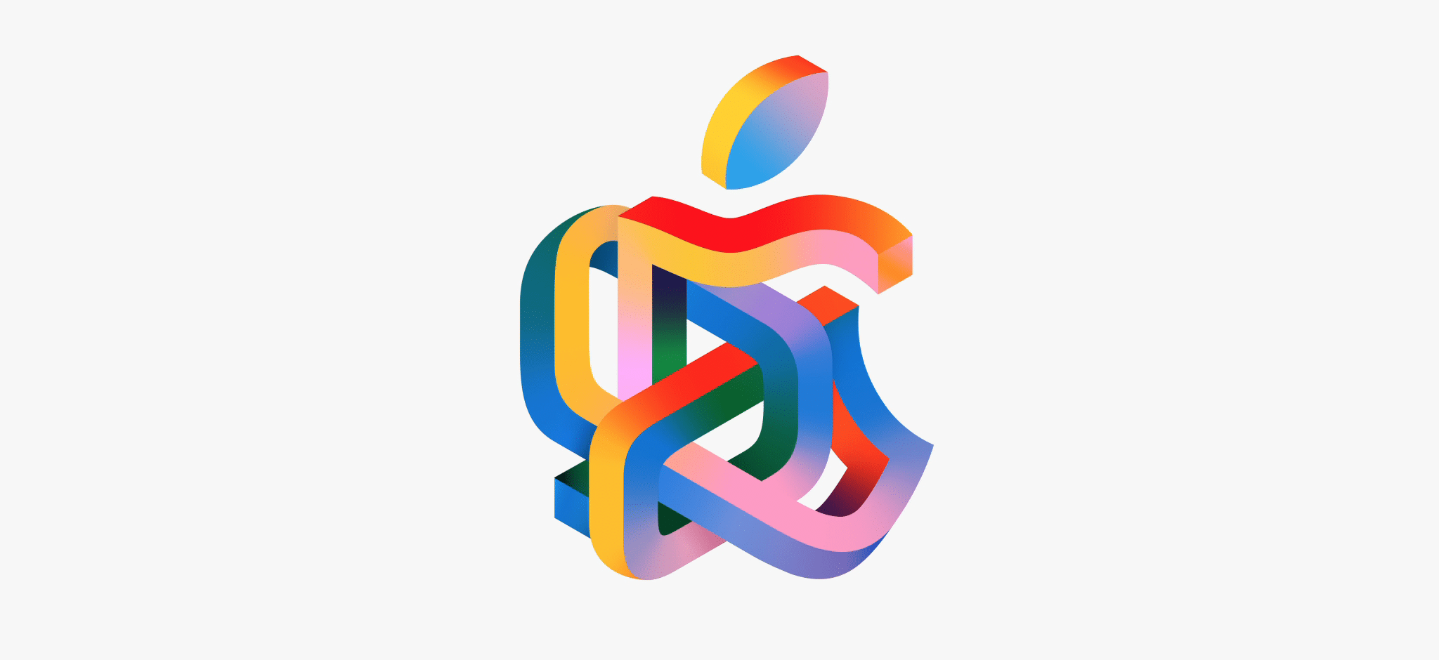 Colorful Apple logo celebrating the Umeda store opening.