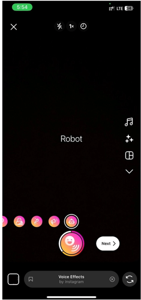 swipe to choose voice effect