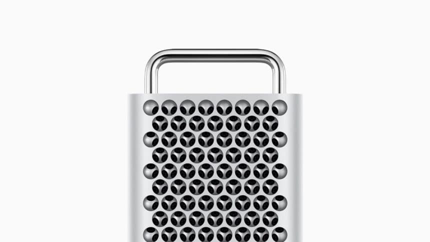 Close-up of Apple’s Mac Pro cheese grater design.