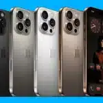 iPhone 17 models in multiple colours displayed against a blue background.