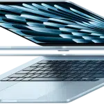 Side view of an open MacBook Air.