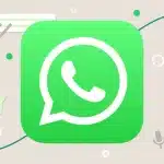 WhatsApp logo with chat icons and message bubbles in the background.