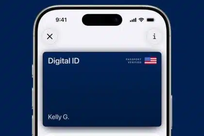 iPhone screen showing a digital US passport in Apple Wallet.
