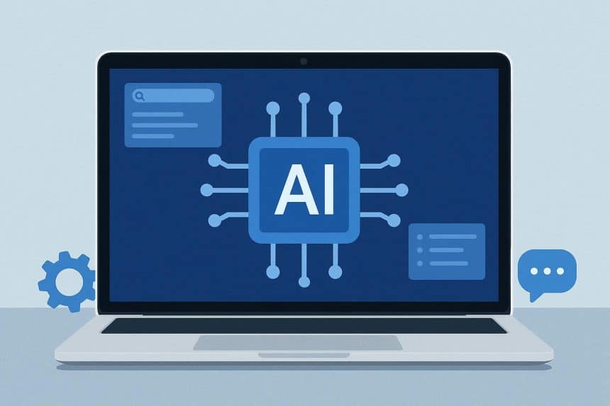 AI-powered tools optimizing workflow on a MacBook with productivity apps in use