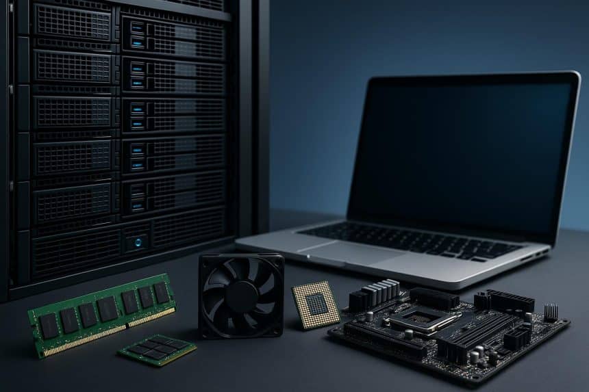 Server racks and computer components highlighting wholesale solutions for enterprise growth