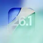 iOS 26.1 logo on a blue and green background.