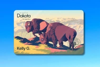 North Dakota driver’s license with bison artwork.