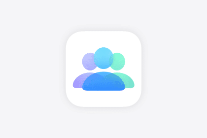 Apple Family Sharing app icon with three overlapping blue and green figures.