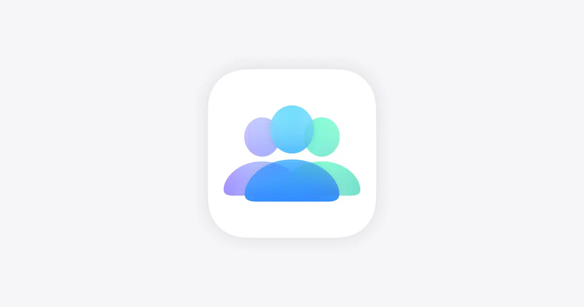 Apple Family Sharing app icon with three overlapping blue and green figures.